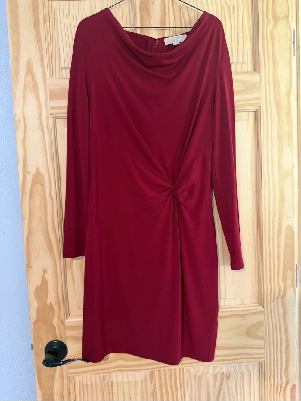 Michael by Michael Kors Dark Red Bodycon Knot Front Cocktail Dress Women's Sz M